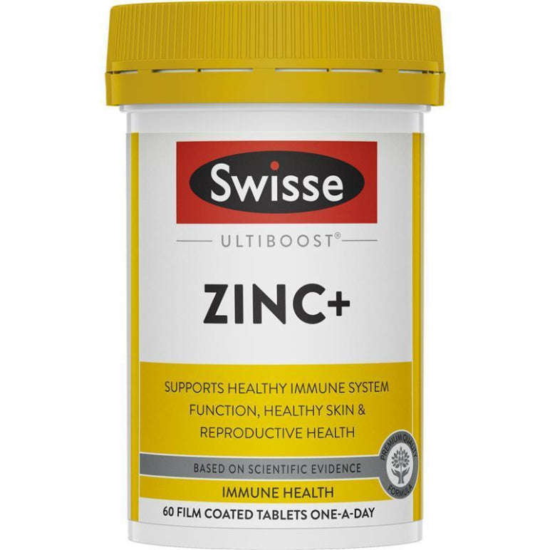 Swisse Ultiboost Zinc+ 60 Tablets front image on Livehealthy HK imported from Australia