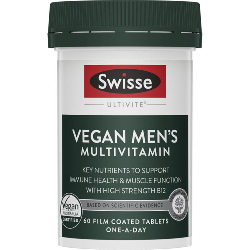 Swisse Vegan Mens Ultivite 60 Tablets front image on Livehealthy HK imported from Australia