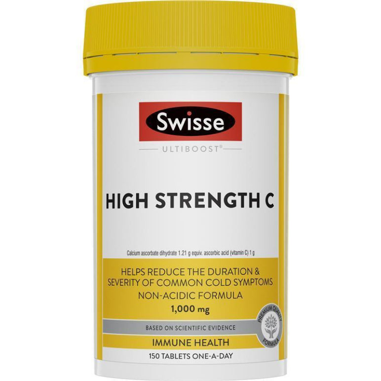 Swisse Vitamin C 1000mg 150 Tablets front image on Livehealthy HK imported from Australia
