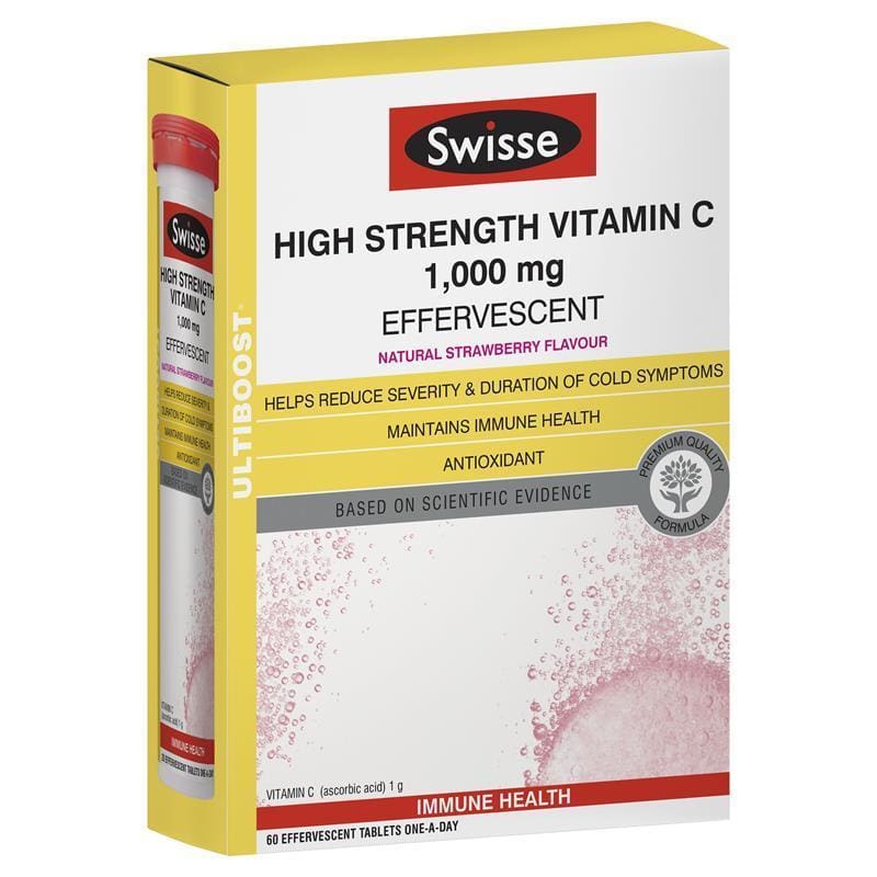 Swisse Vitamin C 60 Effervescent Tablets front image on Livehealthy HK imported from Australia