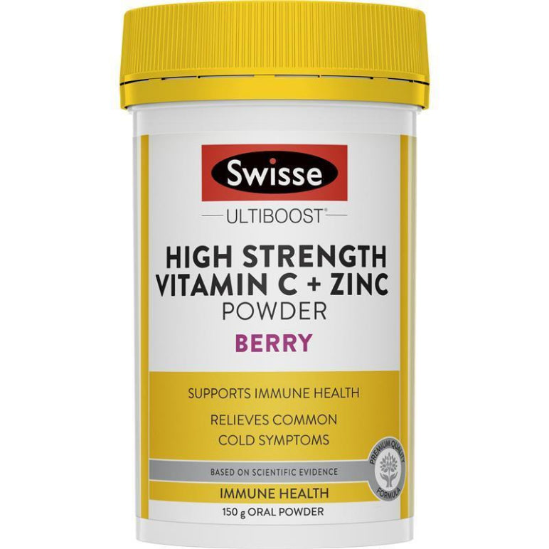 Swisse Vitamin C + Zinc Powder Berry 150g front image on Livehealthy HK imported from Australia