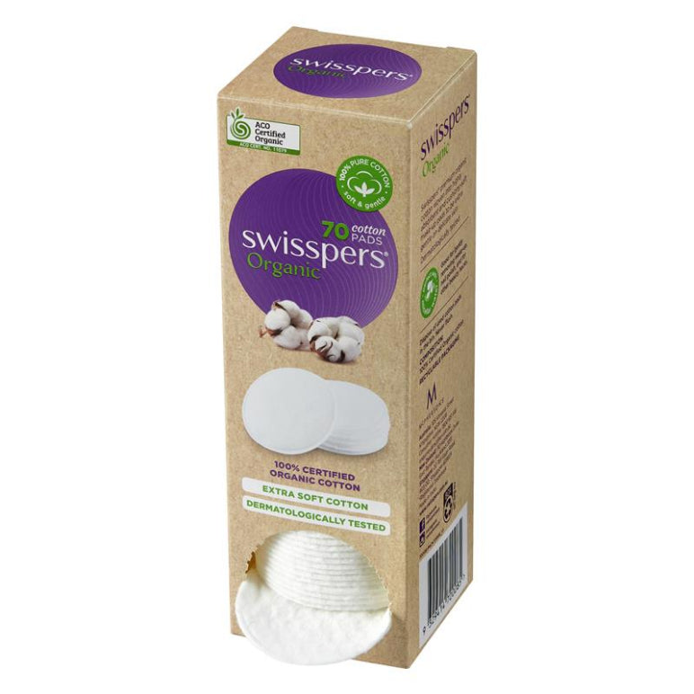 Swisspers Organic Round Cotton Pads Eco Dispenser 70 Pack front image on Livehealthy HK imported from Australia