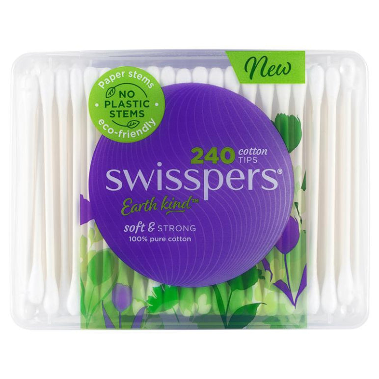 Swisspers Paper Stems Cotton Tips 240 Pack front image on Livehealthy HK imported from Australia