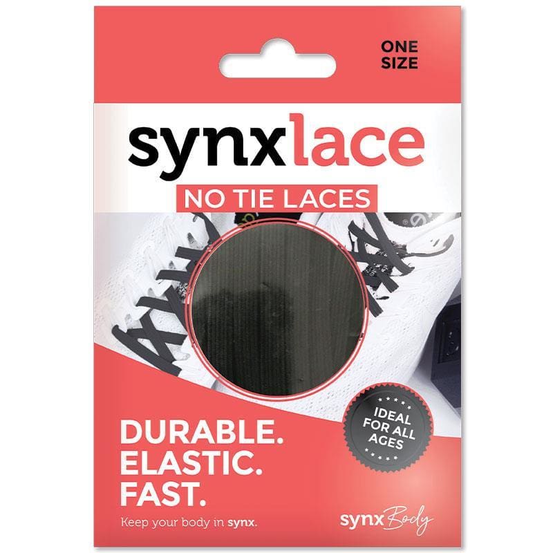 Synxlace No Tie Laces Black front image on Livehealthy HK imported from Australia