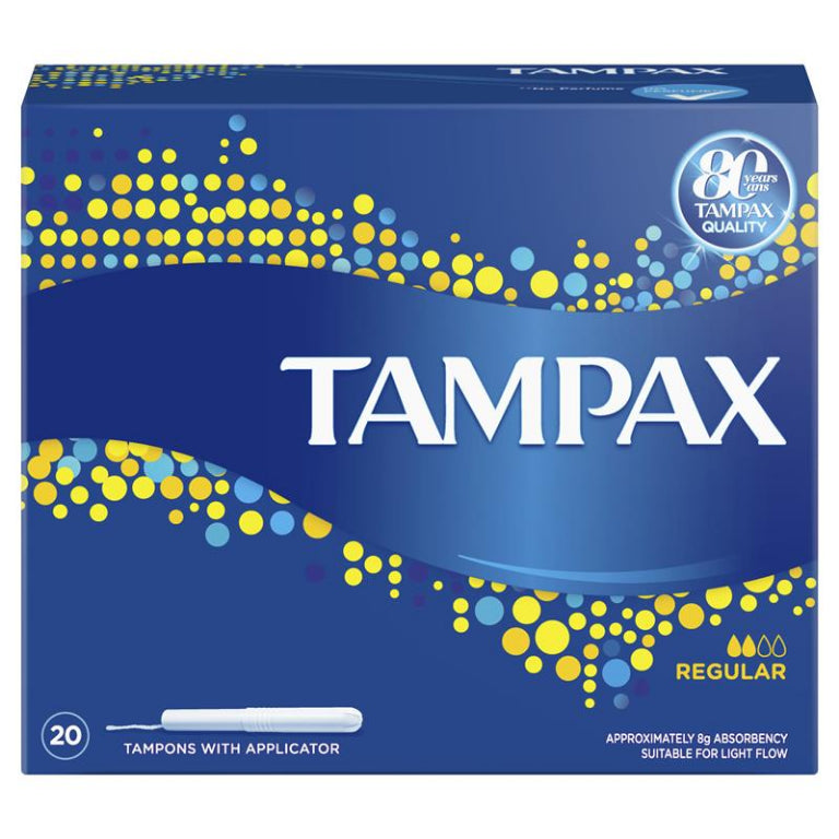 Tampax Tampons Regular 20 Pack front image on Livehealthy HK imported from Australia