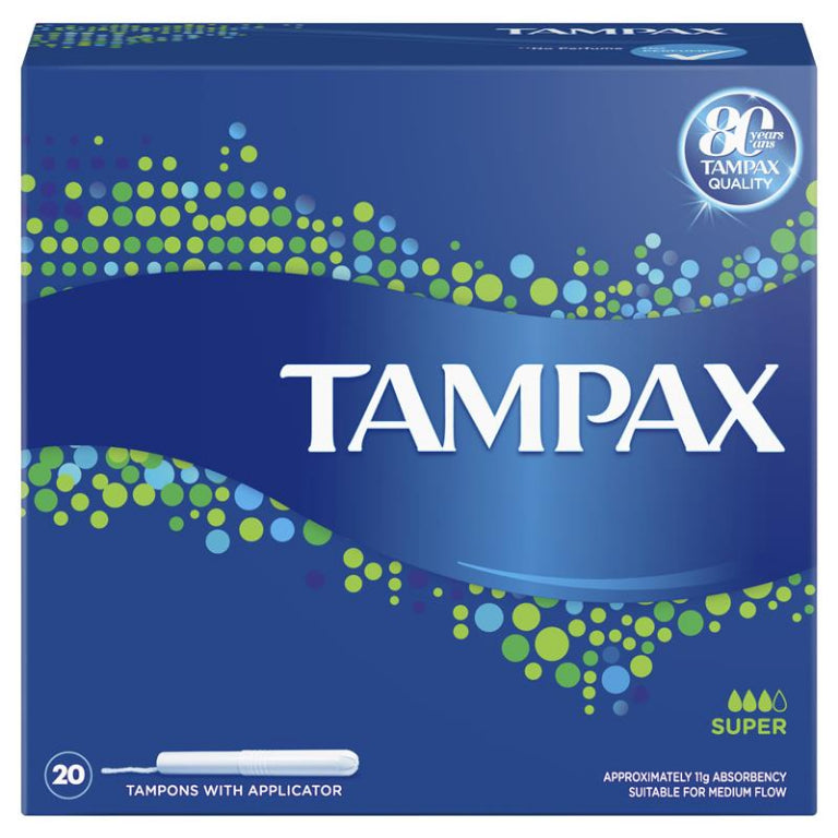 Tampax Tampons Super 20 Pack front image on Livehealthy HK imported from Australia