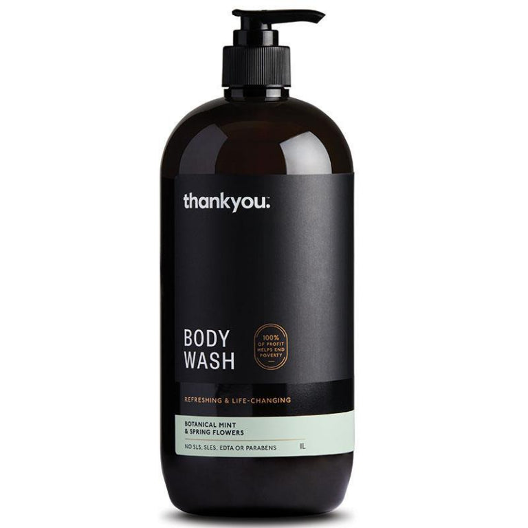 Thankyou Botanical Mint & Spring Flowers Body Wash 1L front image on Livehealthy HK imported from Australia