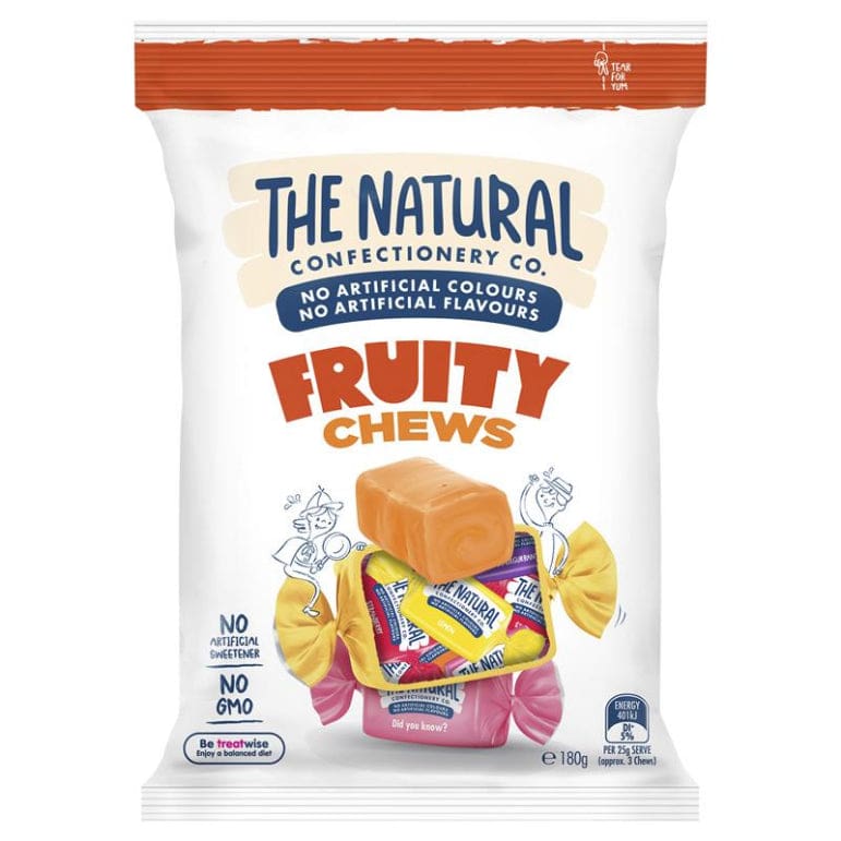 The Natural Confectionery Co. Fruit Chews 180g front image on Livehealthy HK imported from Australia