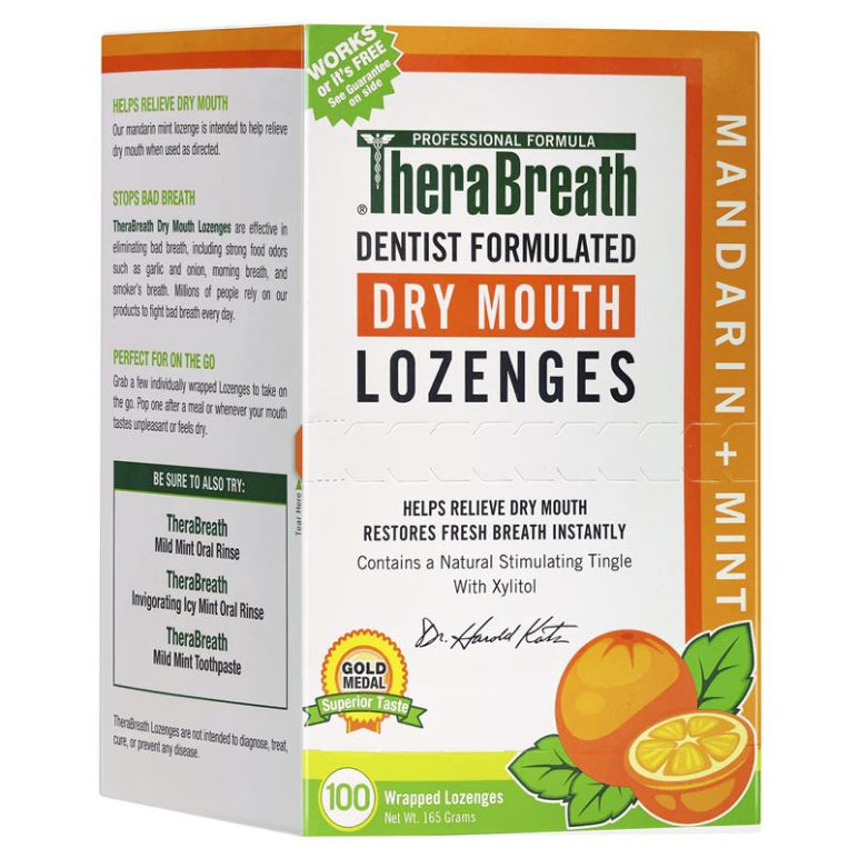 Therabreath Dry Mouth Lozenges 100 Pack front image on Livehealthy HK imported from Australia