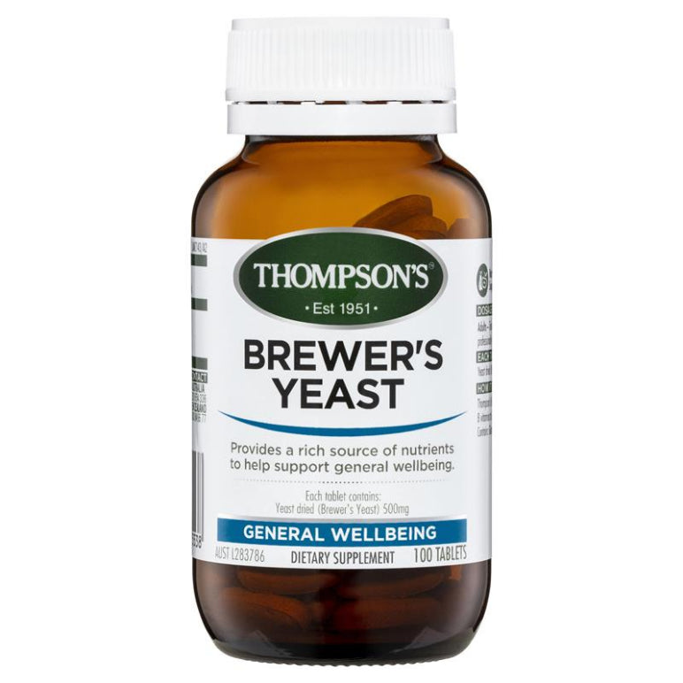 Thompson's Brewer's Yeast 100 Tablets front image on Livehealthy HK imported from Australia