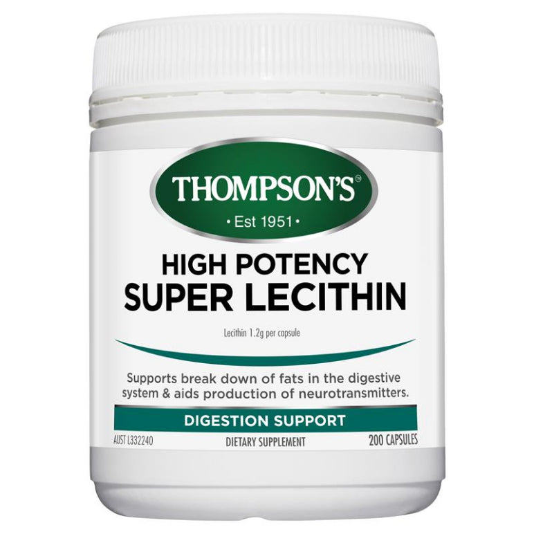 Thompson's High Potency Super Lecithin 200 Capsules front image on Livehealthy HK imported from Australia