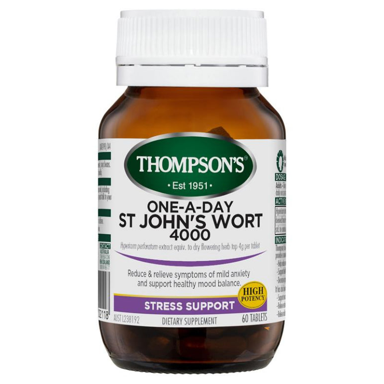 Thompson's One-A-Day St. John's Wort 4000mg 60 Tablets front image on Livehealthy HK imported from Australia