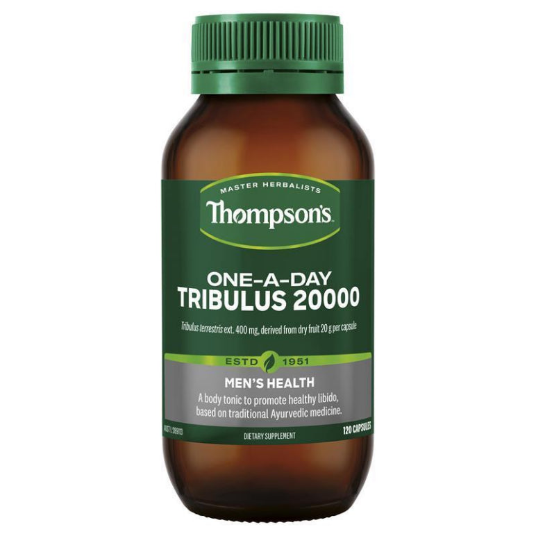 Thompson's One-A-Day Tribulus 20000mg 120 Capsules front image on Livehealthy HK imported from Australia