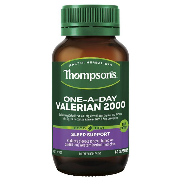 Thompson's One-A-Day Valerian 2000mg 60 Capsules front image on Livehealthy HK imported from Australia