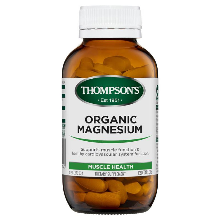 Thompson's Organic Magnesium 120 Tablets front image on Livehealthy HK imported from Australia