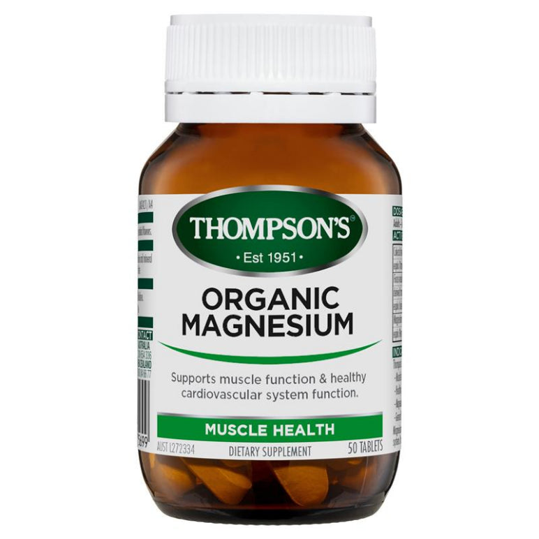 Thompson's Organic Magnesium 50 Tablets front image on Livehealthy HK imported from Australia