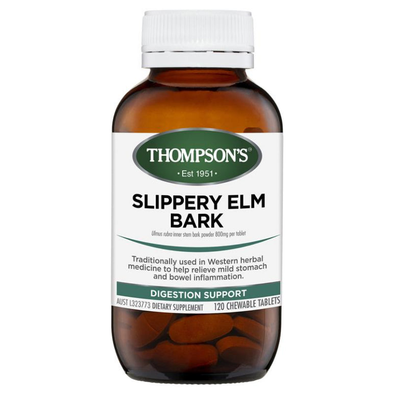 Thompson's Slippery Elm Bark 120 Tablets front image on Livehealthy HK imported from Australia