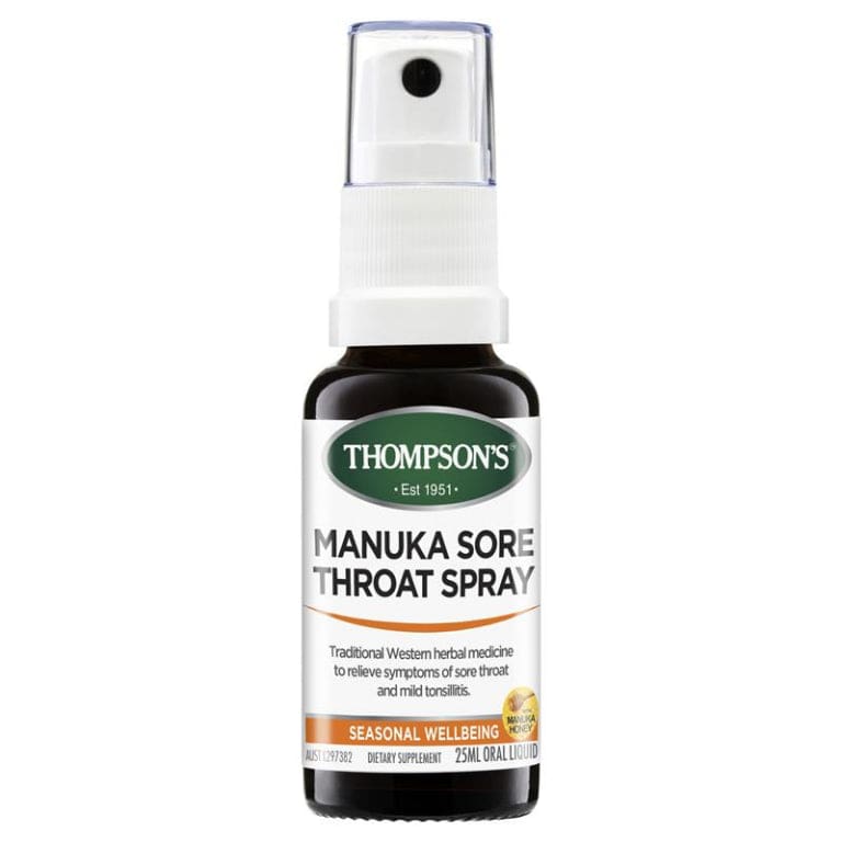 Thompson's Manuka Sore Throat Spray 25ml front image on Livehealthy HK imported from Australia