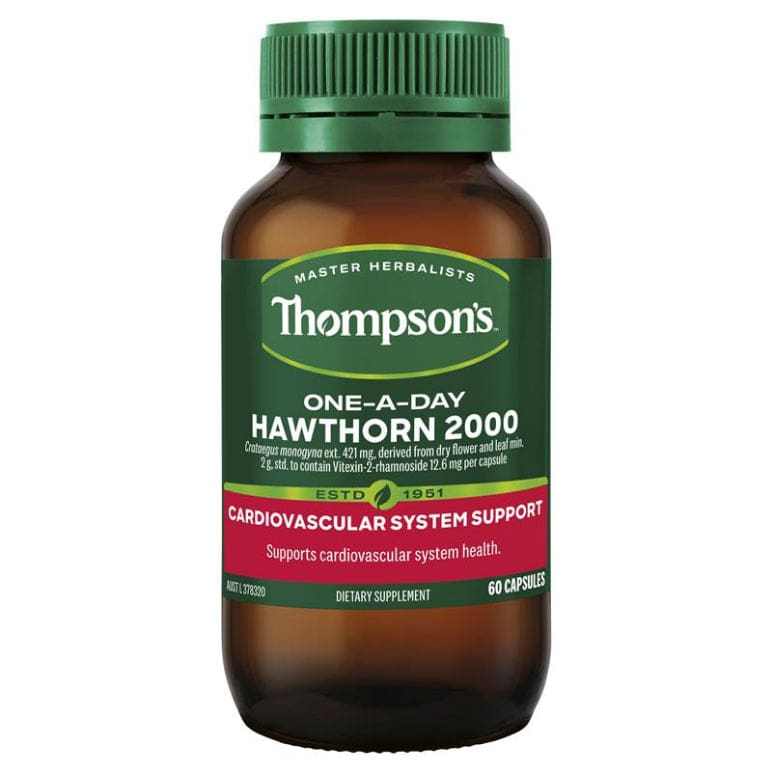 Thompsons One A Day Hawthorn 2000mg 60 Capsules front image on Livehealthy HK imported from Australia