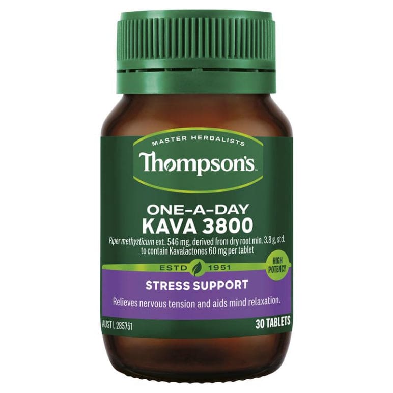 Thompson's One-a-day Kava 3800mg 30 Tablets front image on Livehealthy HK imported from Australia