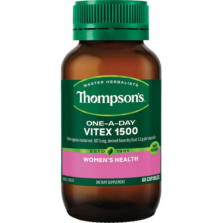 Thompsons One-a-day Vitex 1500mg 60 Capsules NEW front image on Livehealthy HK imported from Australia