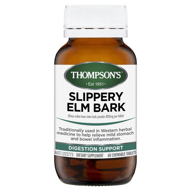 Thompson's Slippery Elm Bark 60 Tablets front image on Livehealthy HK imported from Australia