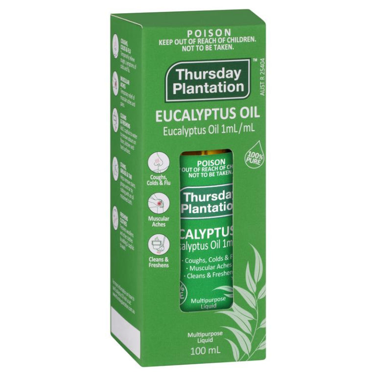Thursday Plantation 100% Pure Eucalyptus Oil 100ml front image on Livehealthy HK imported from Australia