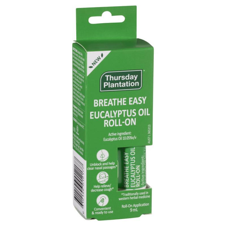 Thursday Plantation Breathe Easy Eucalyptus Oil Roll On 9ml front image on Livehealthy HK imported from Australia
