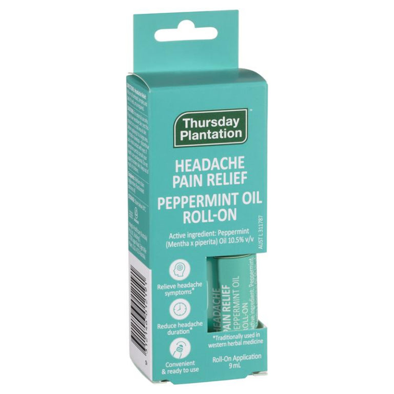 Thursday Plantation Peppermint Headache Pain Relief Roll On 9ml front image on Livehealthy HK imported from Australia