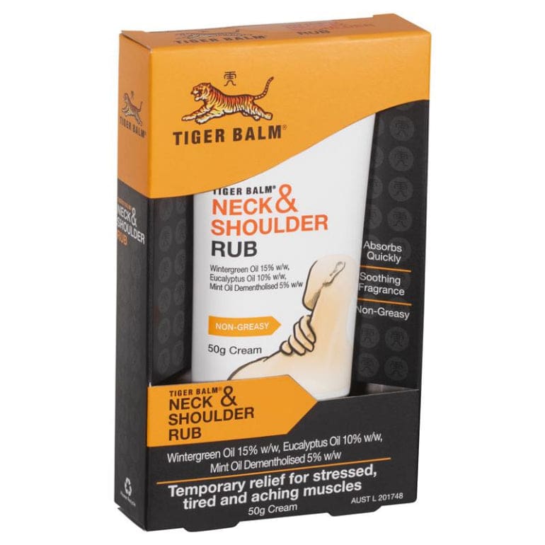 Tiger Balm Neck & Shoulder Rub 50g front image on Livehealthy HK imported from Australia