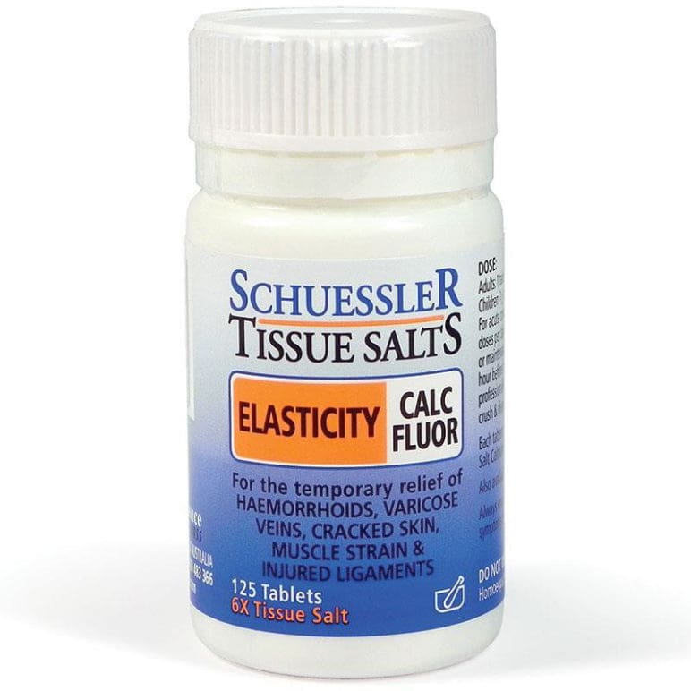Tissue Salts Calc Fluor Elasticity 125 Tablets front image on Livehealthy HK imported from Australia