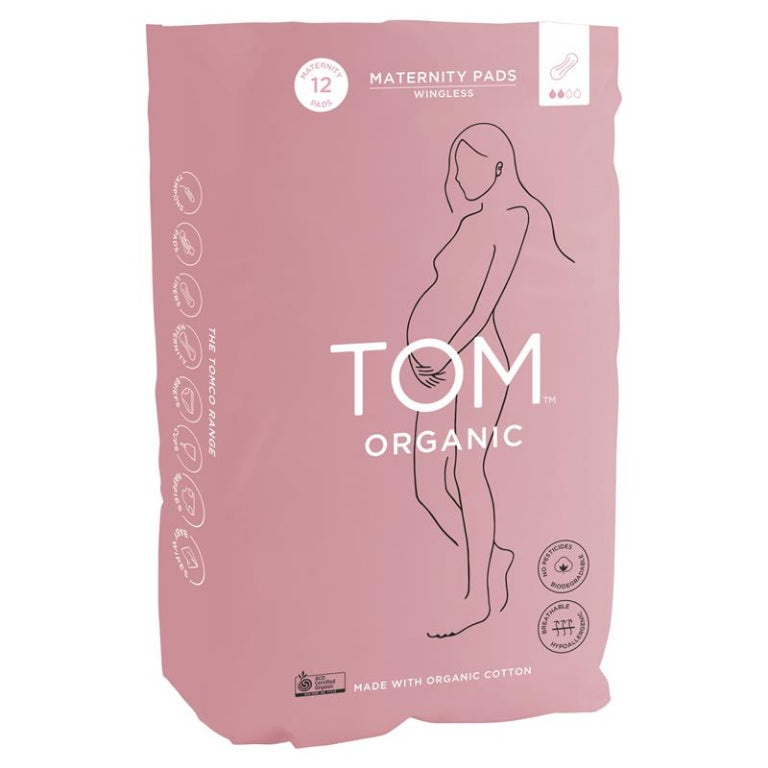 TOM Organic Maternity Pads 12 Pack front image on Livehealthy HK imported from Australia