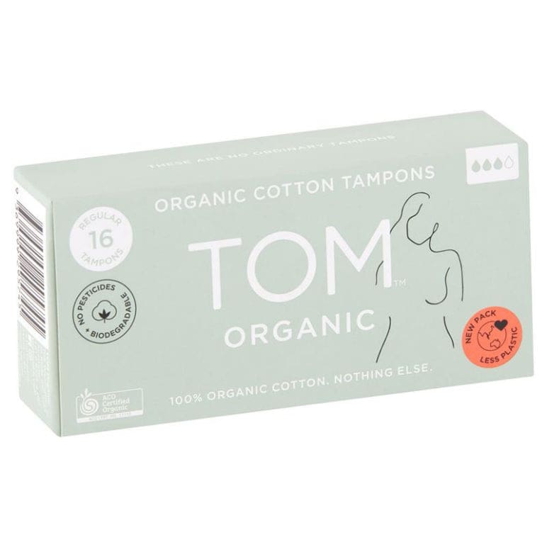 TOM Organic Tampons Regular 16 Pack front image on Livehealthy HK imported from Australia