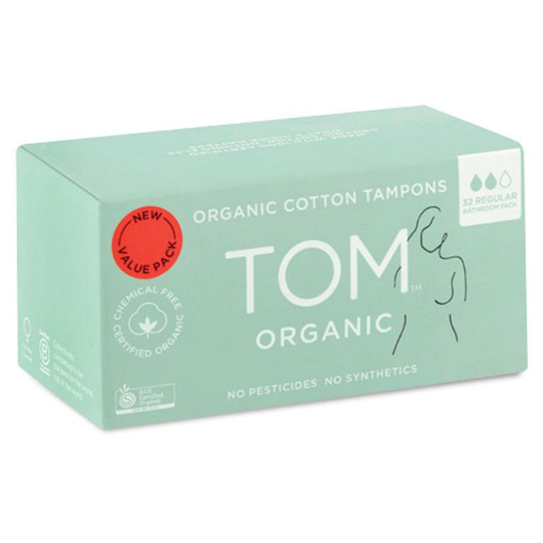 TOM Organic Tampons Regular 32 Bulk Pack front image on Livehealthy HK imported from Australia