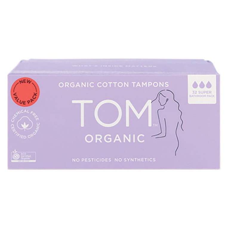 TOM Organic Tampons Super 32 Bulk Pack front image on Livehealthy HK imported from Australia