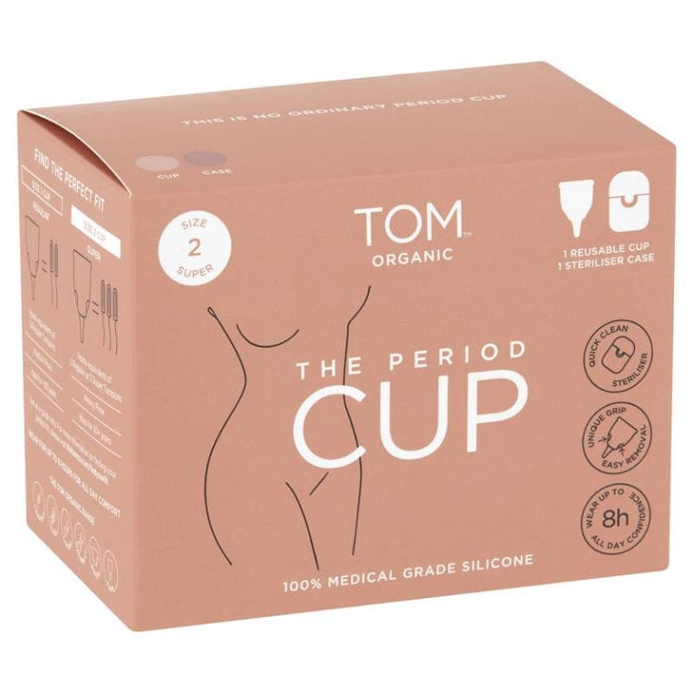 TOM Organic The Period Cup Size 2 + Convenient Microwavable Steriliser Case front image on Livehealthy HK imported from Australia