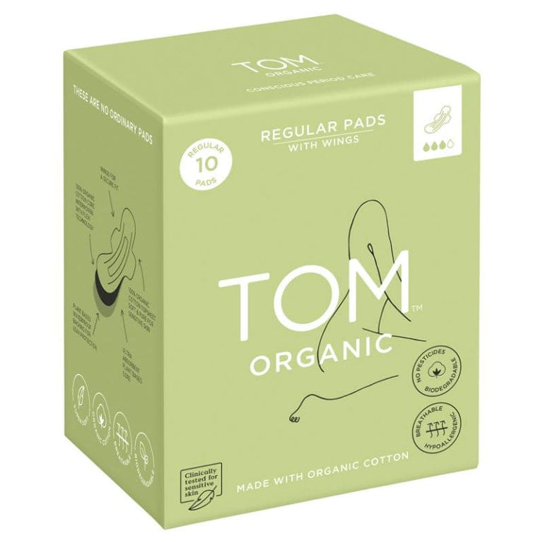 TOM Organic Ultra Thin Pads Regular 10 Pack front image on Livehealthy HK imported from Australia