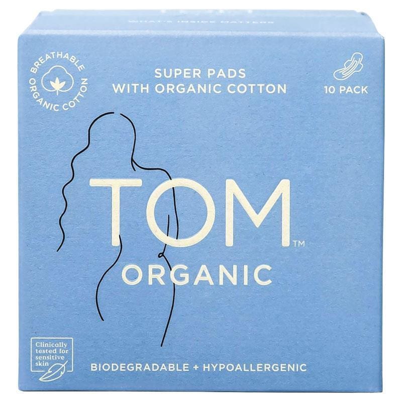 TOM Organic Ultra Thin Pads Super 10 Pack front image on Livehealthy HK imported from Australia