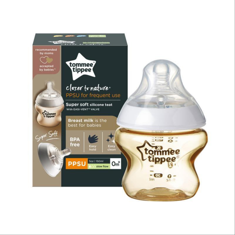 Tommee Tippee Closer to Nature PPSU Baby Bottle, Slow Flow Super Soft Breast-Like Teat with Anti-Colic Valve, BPA-Free, 150ml, Slow Flow Teat, Pack of 1 front image on Livehealthy HK imported from Australia