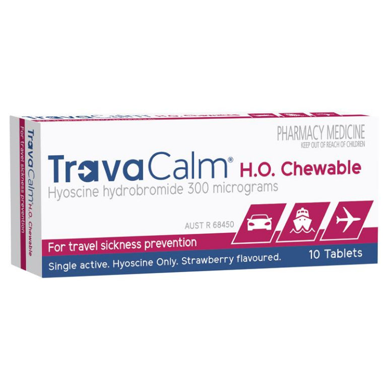 Travacalm Travel Sickness HO 10 Tablets front image on Livehealthy HK imported from Australia