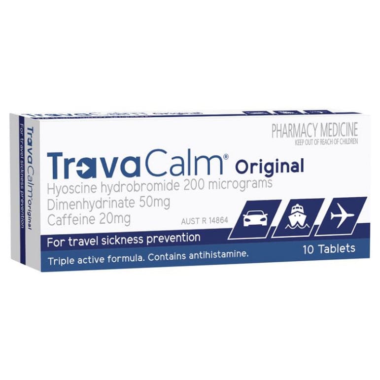 Travacalm Travel Sickness Original 10 Tablets front image on Livehealthy HK imported from Australia