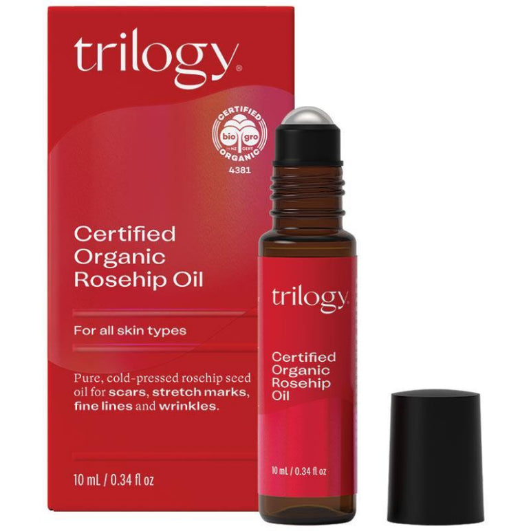 Trilogy Certified Organic Rosehip Oil Roller 10ml front image on Livehealthy HK imported from Australia