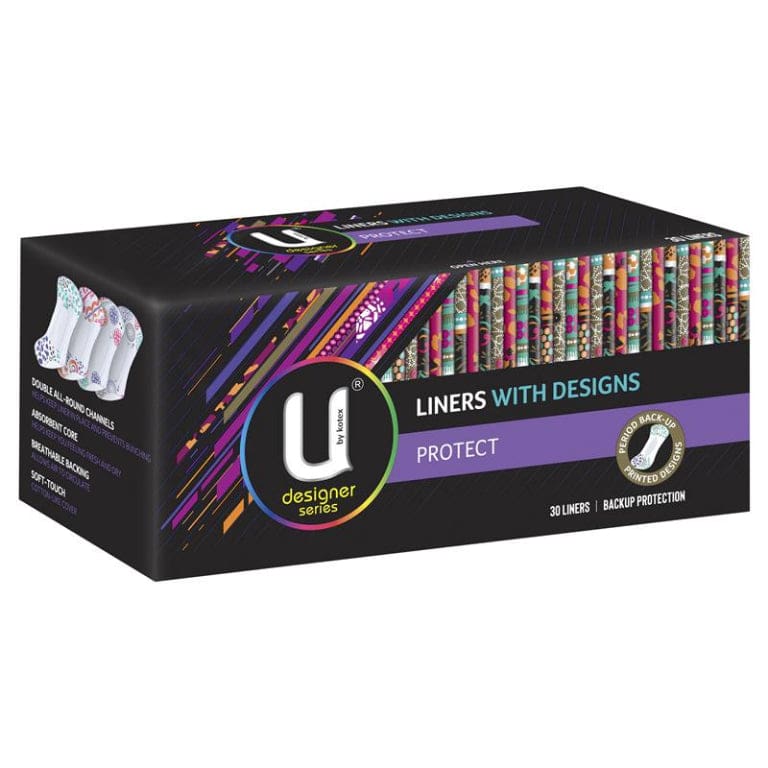 U by Kotex Designer Series Liners Protect 30 Pack front image on Livehealthy HK imported from Australia