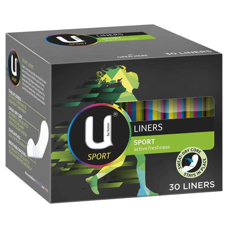U by Kotex Liners Sport 30 Pack front image on Livehealthy HK imported from Australia