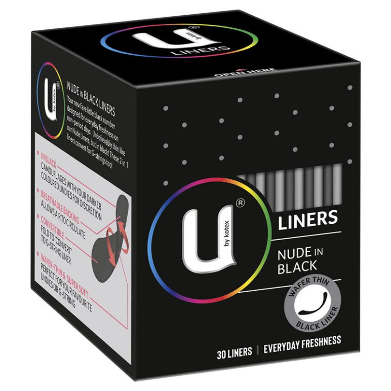 U by Kotex Nude In Black Liner 30 Pack front image on Livehealthy HK imported from Australia