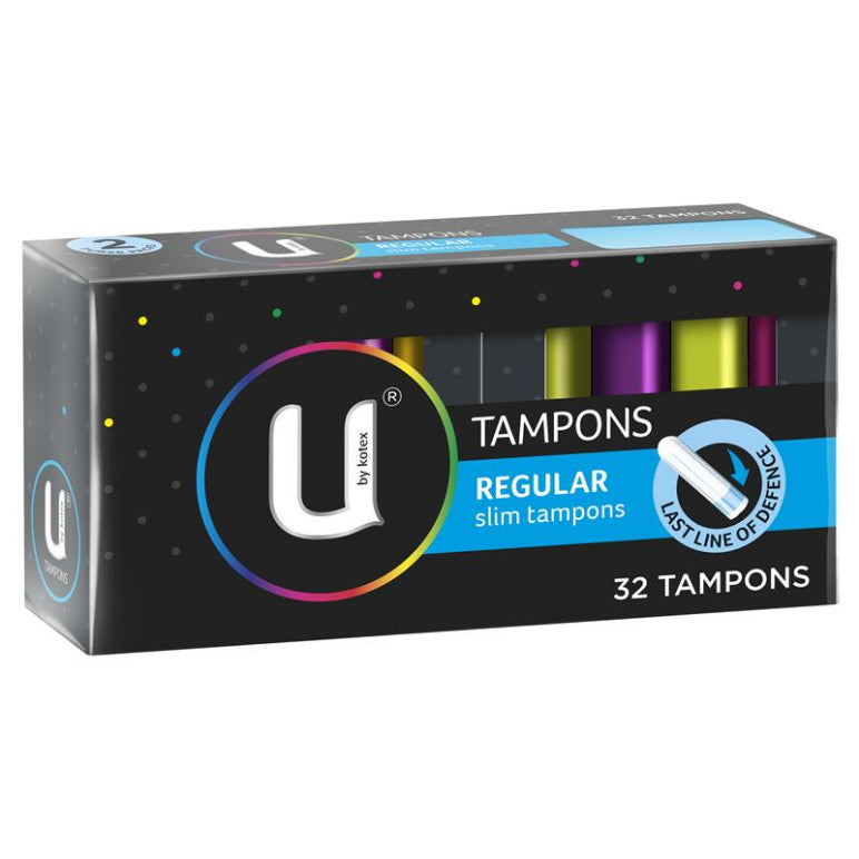 U by Kotex Slim Tampons Regular 32 Pack front image on Livehealthy HK imported from Australia