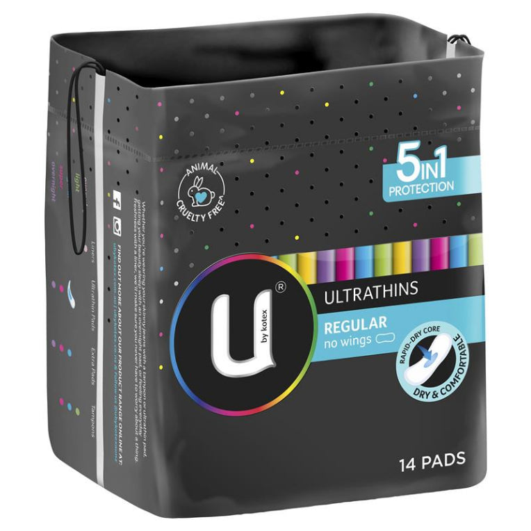 U By Kotex Ultrathins Pads Regular 14 Pack front image on Livehealthy HK imported from Australia