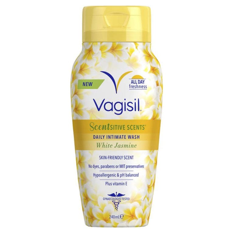 Vagisil Intimate Wash White Jasmine 240ml front image on Livehealthy HK imported from Australia