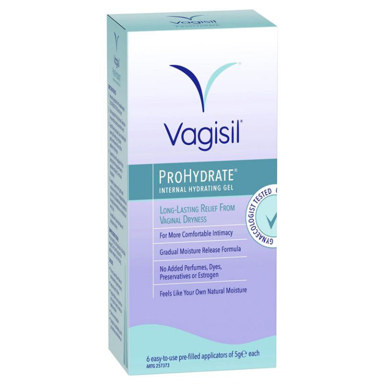 Vagisil ProHydrate Internal Hydrating Gel 6 x 5g front image on Livehealthy HK imported from Australia