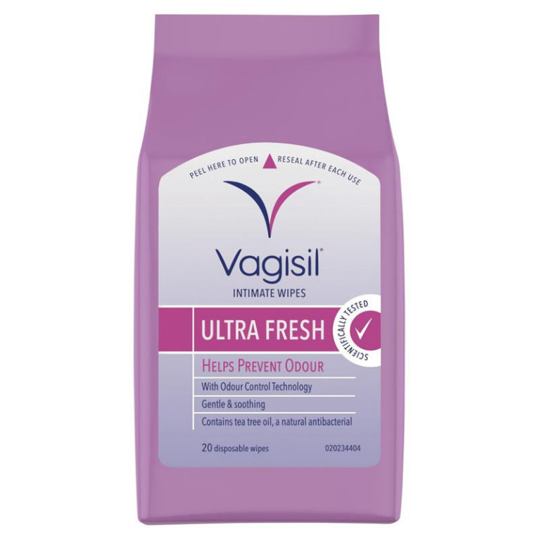 Vagisil Ultra Fresh Intimate Wipes 20 Pack front image on Livehealthy HK imported from Australia